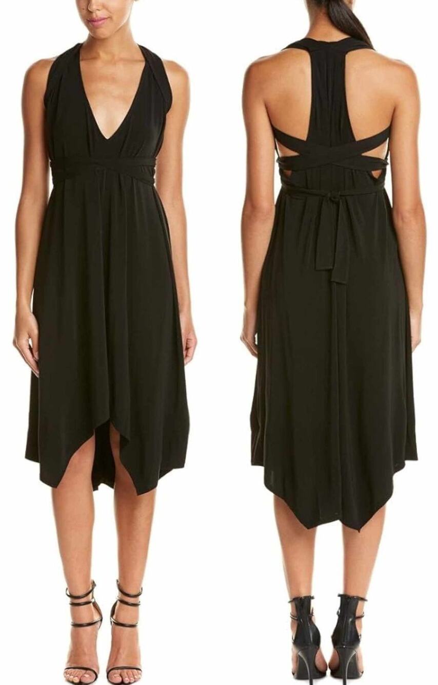 BCBGMaxAzria Dara V-Neck Jersey Dress Black XS